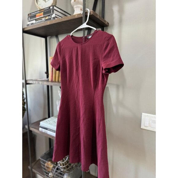 Theory Modern Seamed Fit Flare Mini Dress Red Womens Size 2 - Picture 6 of 11